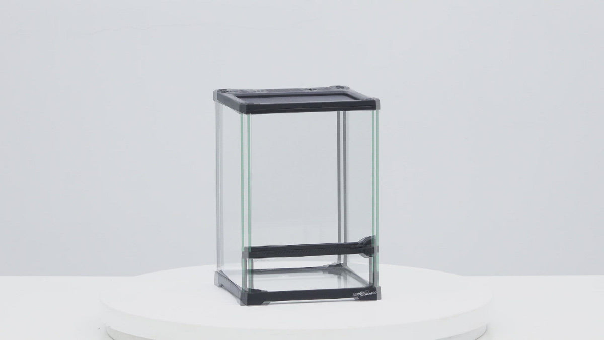 REPTI ZOO 11.2 Gallon 12″*12″*18″ Reptile Tank With Single Front Door Glass Sides And Waterproof Base RHK02SG