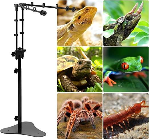 REPTI ZOO Reptile Dual Lamp Stand Adjustable Bracket Metal Support for Reptile Glass Terrarium - REPTI ZOO