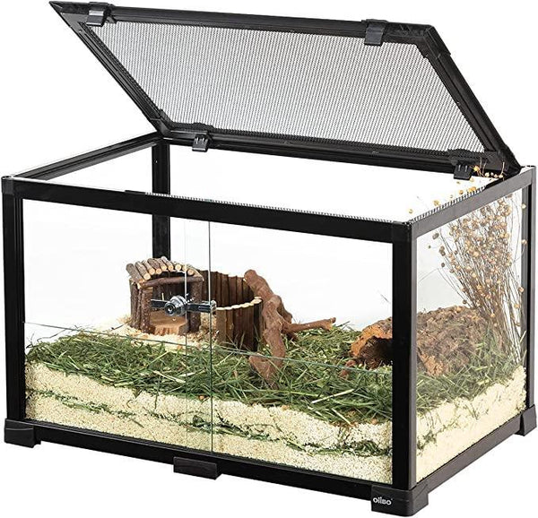 REPTIZOO Reptile Terrarium 25 Gallon, 2 in 1 Knock-Down Glass Reptile Tank 24" x 16" x 16" - REPTI ZOO