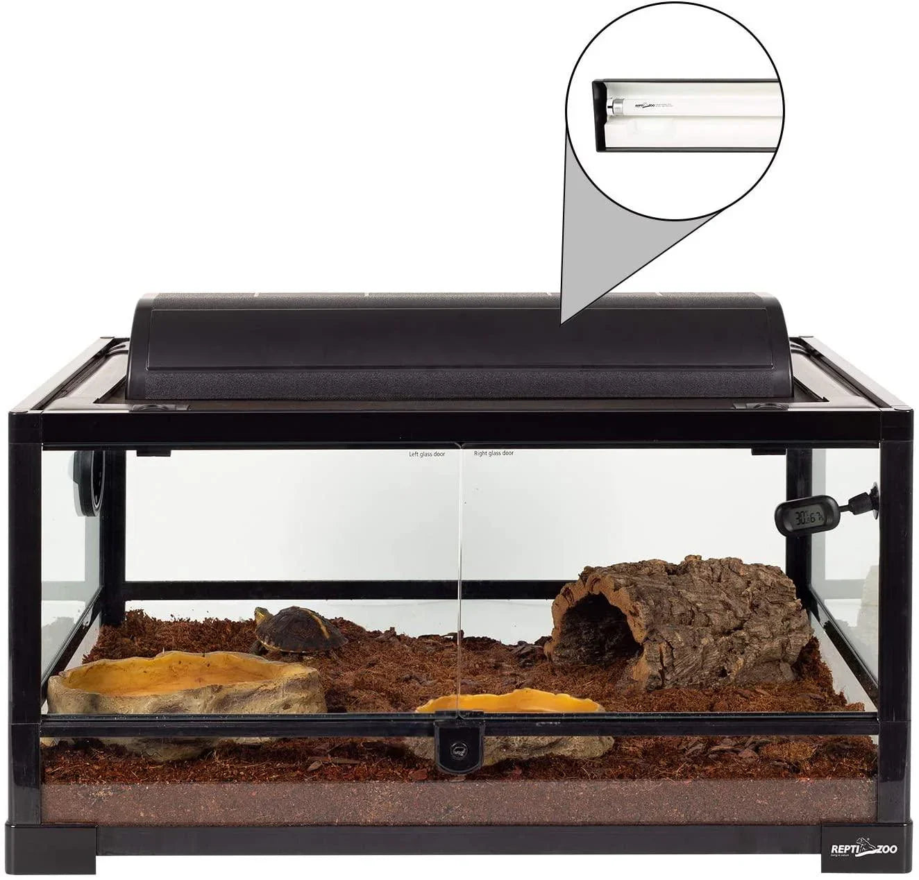 REPTI ZOO Reptile Terrarium Hood Tropical Desert T8 Strip Light Fixture with 18 Inch UVB Lamp Bulb 15 Watt(Include), ETL Certified Secondary image