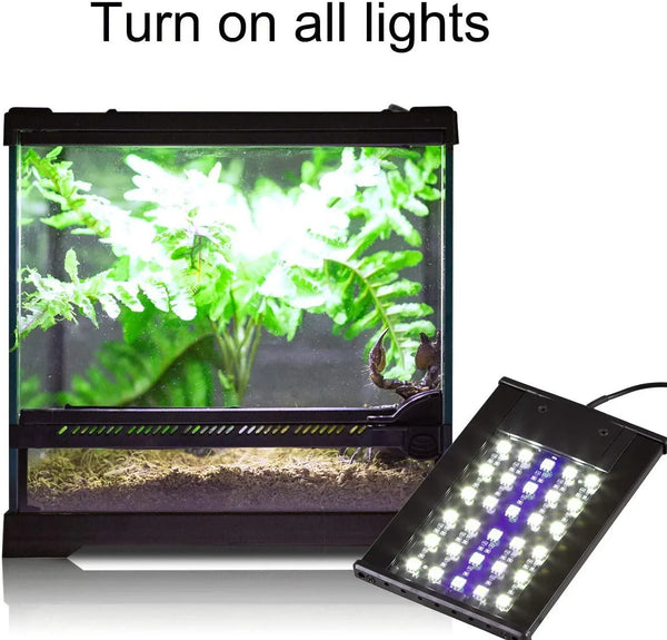 REPTI ZOO Terrarium Light Day and Night Mode Reptile LED Light Hood for Reptile Terrarium White Light and Blue Light Fit for Different Pet Habits - REPTI ZOO