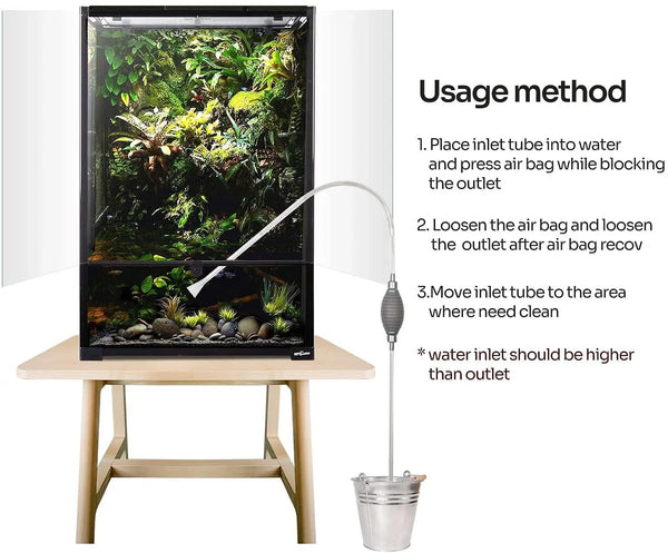 REPTI ZOO 67 Gallon 24"x18"x 36” Knock-Down Paludarium Large Reptile Terrarium ,Bio Deep Base 10”, Siphon Gravel Cleaner Set Included RK604590 - REPTI ZOO