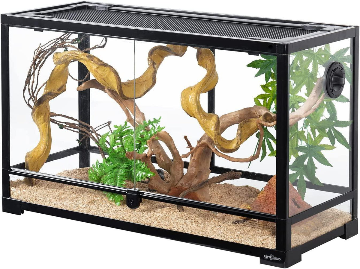 REPTI ZOO 30 Gallon 30" x 12"x 18" Glass Reptile Terrarium, Front Opening Reptile Habitat Tank, Double Doors Screen Ventilation(Knock-Down) RK301218G - REPTI ZOO Main image