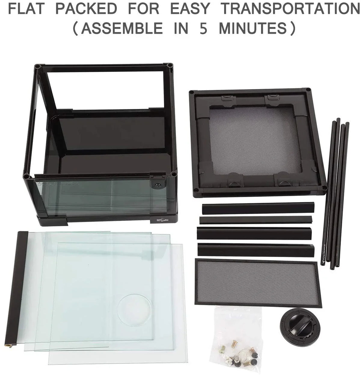 REPTI ZOO 10 Gallon 12" x 12" x 18" Full Glass Reptile Terrarium, Top Screen Ventilation & Feeding RK0102NS - REPTI ZOO