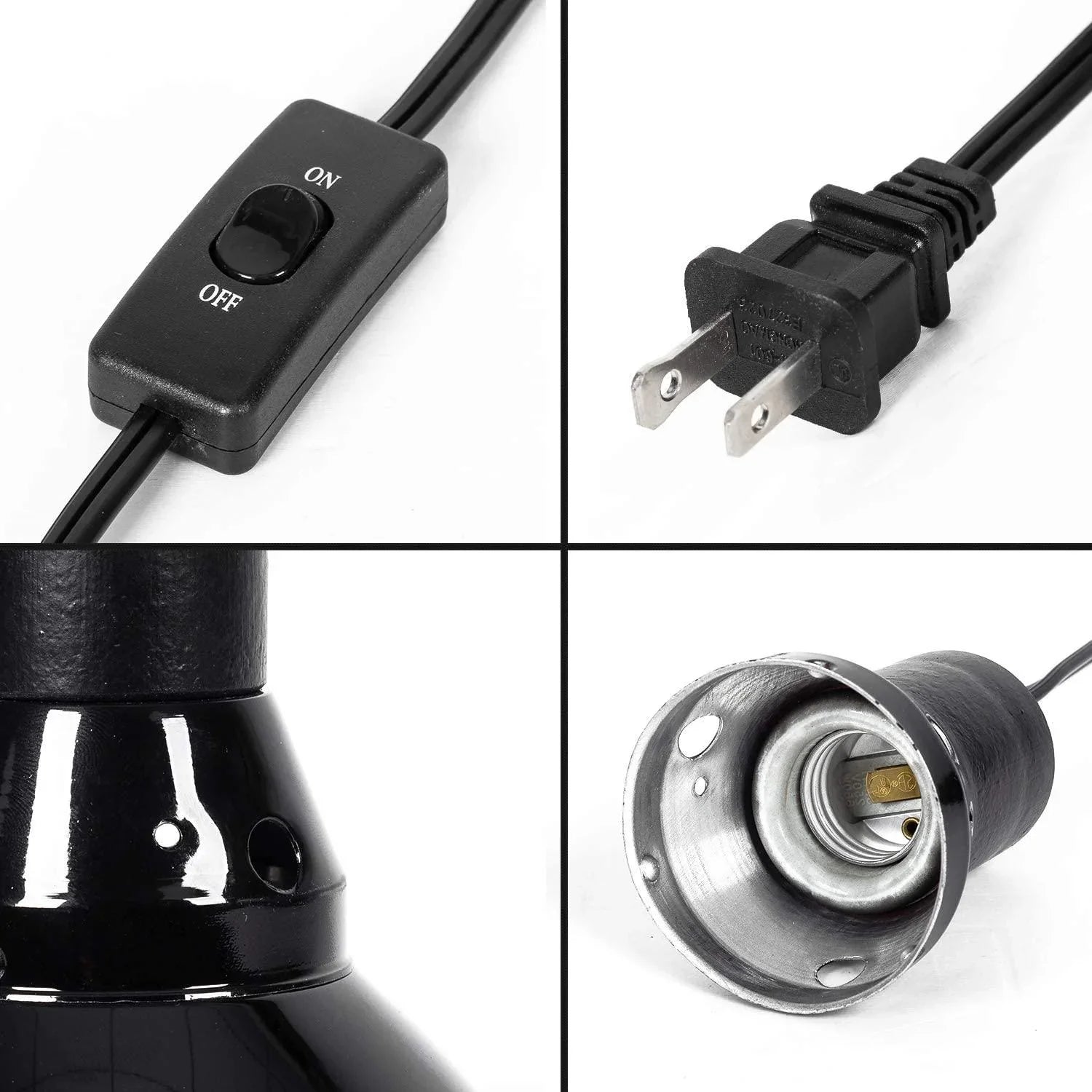 REPTI ZOO 8.5 inch Reptile Light Fixture 200W 2 in 1 E26 Base,Aquarium Dome Reptile UVB Light Socket Fixture (Without Bulbs) - REPTI ZOO