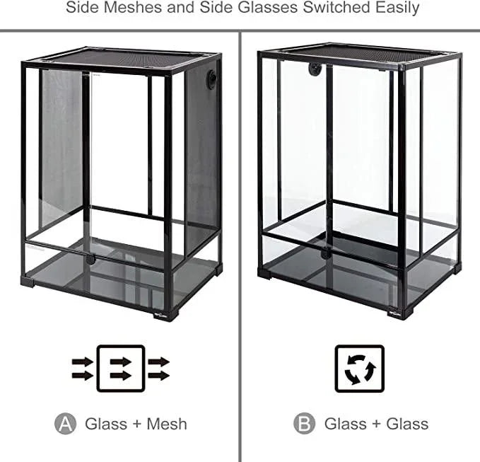 REPTI ZOO 67 Gallon 24″x18″x36″ Vertical Reptile Tall Terrarium With Mesh Screen Sides and Glass Sides RK0124N Secondary image