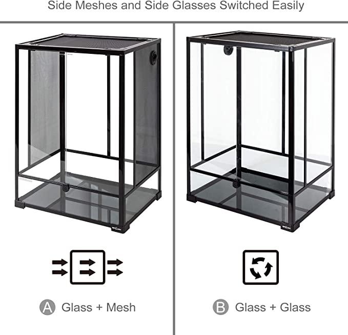 REPTI ZOO 67 Gallon 24″x18″x36″ Vertical Reptile Tall Terrarium With Mesh Screen Sides and Glass Sides RK0124N - REPTI ZOO