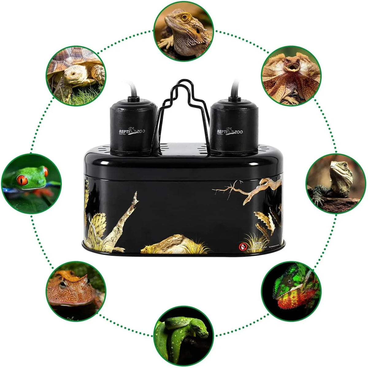 REPTI ZOO Nano Combo Print Tropical Desert Reptile Dual Deep Dome Lamp Fixture - REPTI ZOO