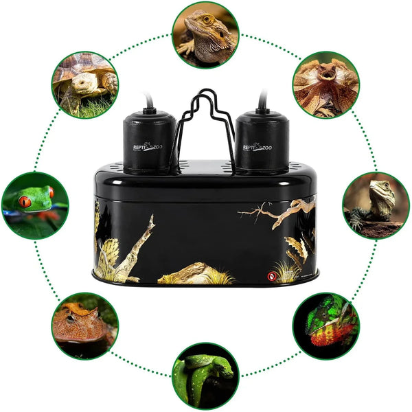 REPTI ZOO Nano Combo Print Tropical Desert Reptile Dual Deep Dome Lamp Fixture - REPTI ZOO