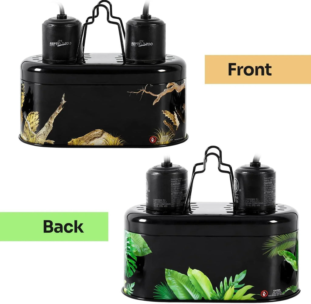 REPTI ZOO Nano Combo Print Tropical Desert Reptile Dual Deep Dome Lamp Fixture - REPTI ZOO