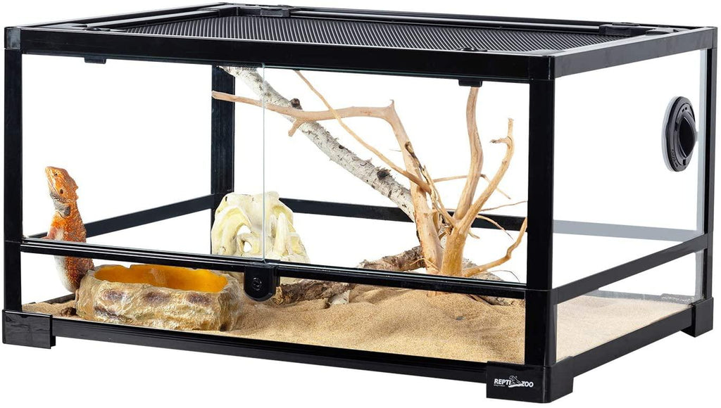 REPTIZOO 20 Gallon 24" x 18"x 12" Full Glass Reptile Enclosures , Front Double Opening Reptile Cages RK0117 - REPTI ZOO