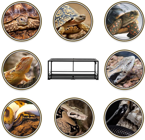 REPTI ZOO 48" x 18" x 18" Reptile Large Terrarium 67 Gallon Newly Upgraded All Glass, Double Hinge Door Reptile Terrarium(Knock-Down) RK0222A - REPTI ZOO