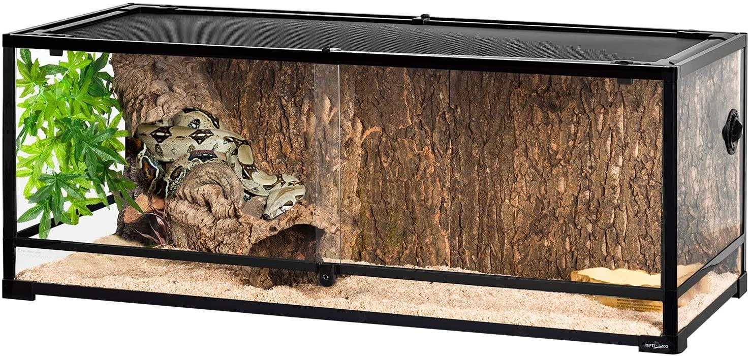 REPTI ZOO 48" x 18" x 18" Reptile Large Terrarium 67 Gallon Newly Upgraded All Glass, Double Hinge Door Reptile Terrarium(Knock-Down) RK0222A - REPTI ZOO