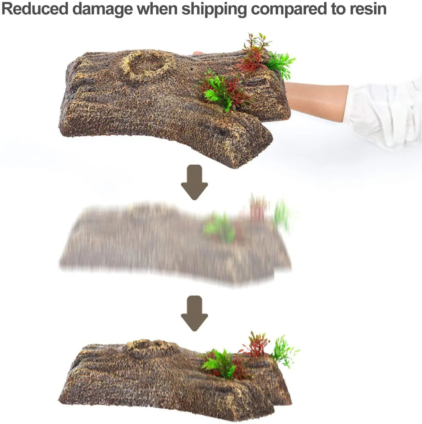 REPTI ZOO 2 in 1 Turtle Floating Bark, Artificial Turtle Floating Basking Platform Tortoise Climbing Platform with Food Dish and Plants (Medium) Secondary image