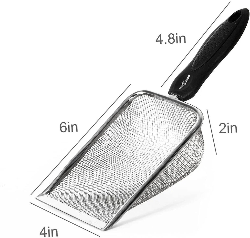 REPTI ZOO 2PCS Reptile Sand Fine Mesh Reptile Scooper Bearded Dragon Sand Shovel Terrarium Substrate Durable Litter Cleaner Corner Scoop Combo Set - REPTI ZOO