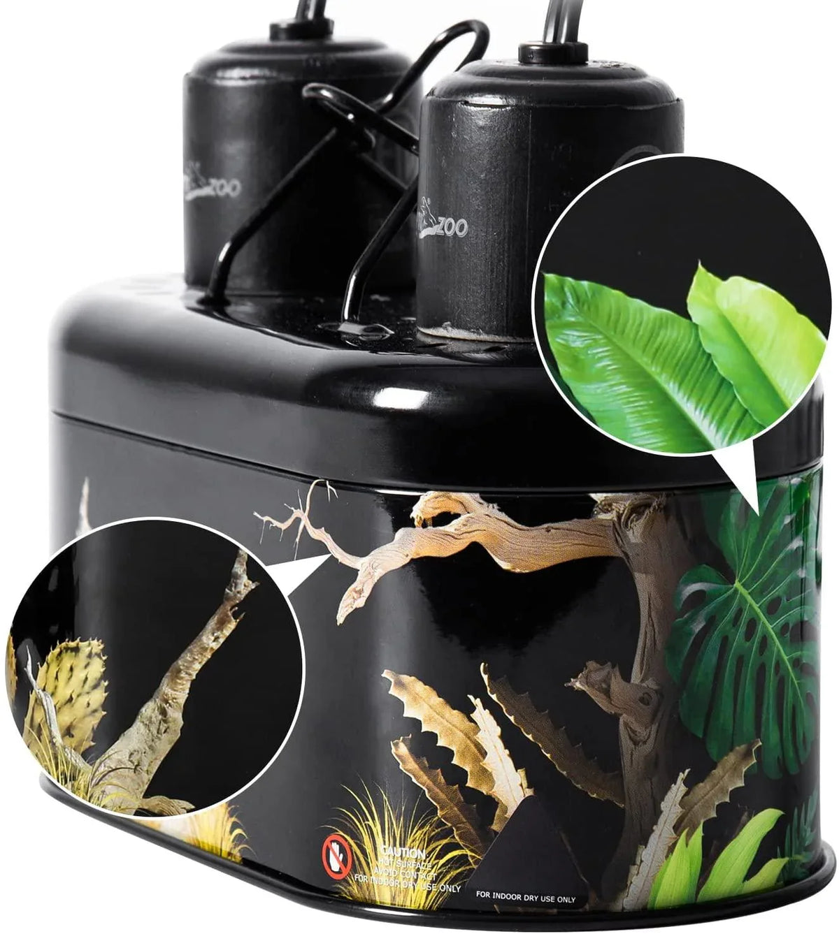 REPTI ZOO Nano Combo Print Tropical Desert Reptile Dual Deep Dome Lamp Fixture - REPTI ZOO Main image