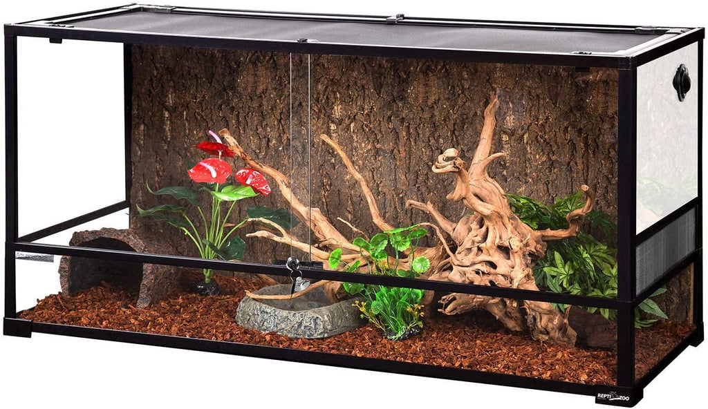 REPTI ZOO 90 Gallon 48"x18"x24" Front Opening Reptile Snake Terrarium , Double Sliding Door Vivarium Lizard Tank (Knock-Down) RK0223 - REPTI ZOO