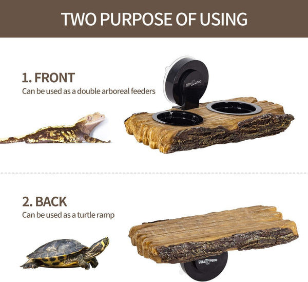 REPTI ZOO Turtle Basking Platform or Reptile Feeding Ledge with Suction Cup - REPTI ZOO