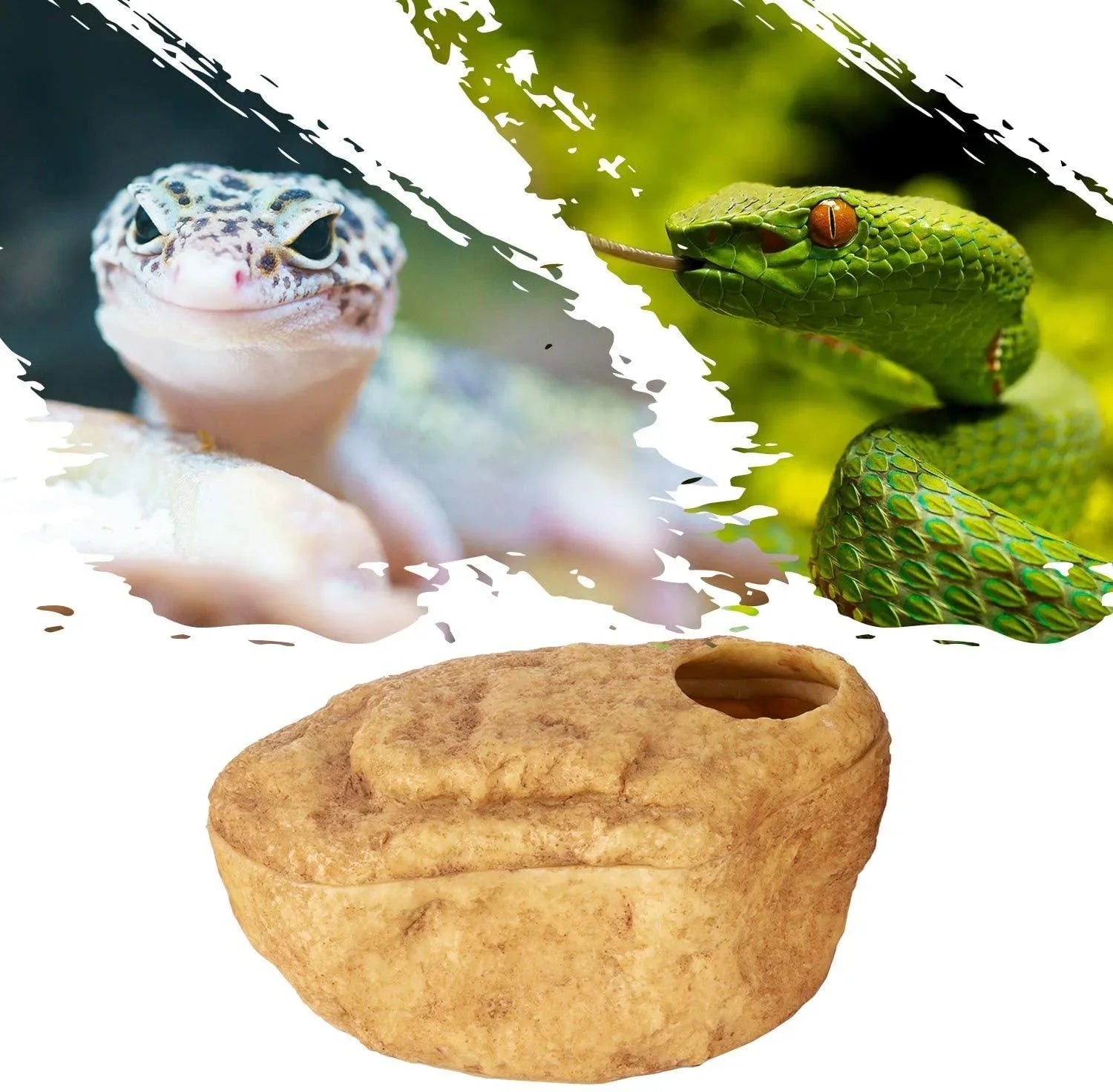REPTIZOO Reptile Hide Cave, Snake Cave and Hides, 3-in-1 Magnetic Attraction Cave for Snake, Ball Python, Geckos Reptiles Secondary image