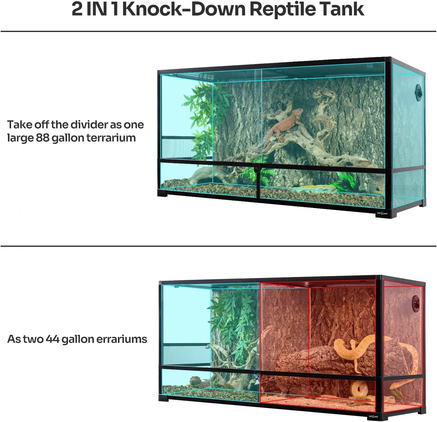 REPTI ZOO 90 Gallon 48*18*24 Glass Reptile Terrarium With Flexible Side Vent RK0223A - REPTI ZOO