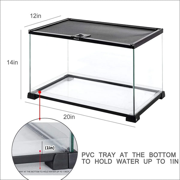 REPTI ZOO 15 Gallon 20" x 12" x 14" Lizard Gecko Small Animals Knock-Down Reptile Tank RAK05 - REPTI ZOO