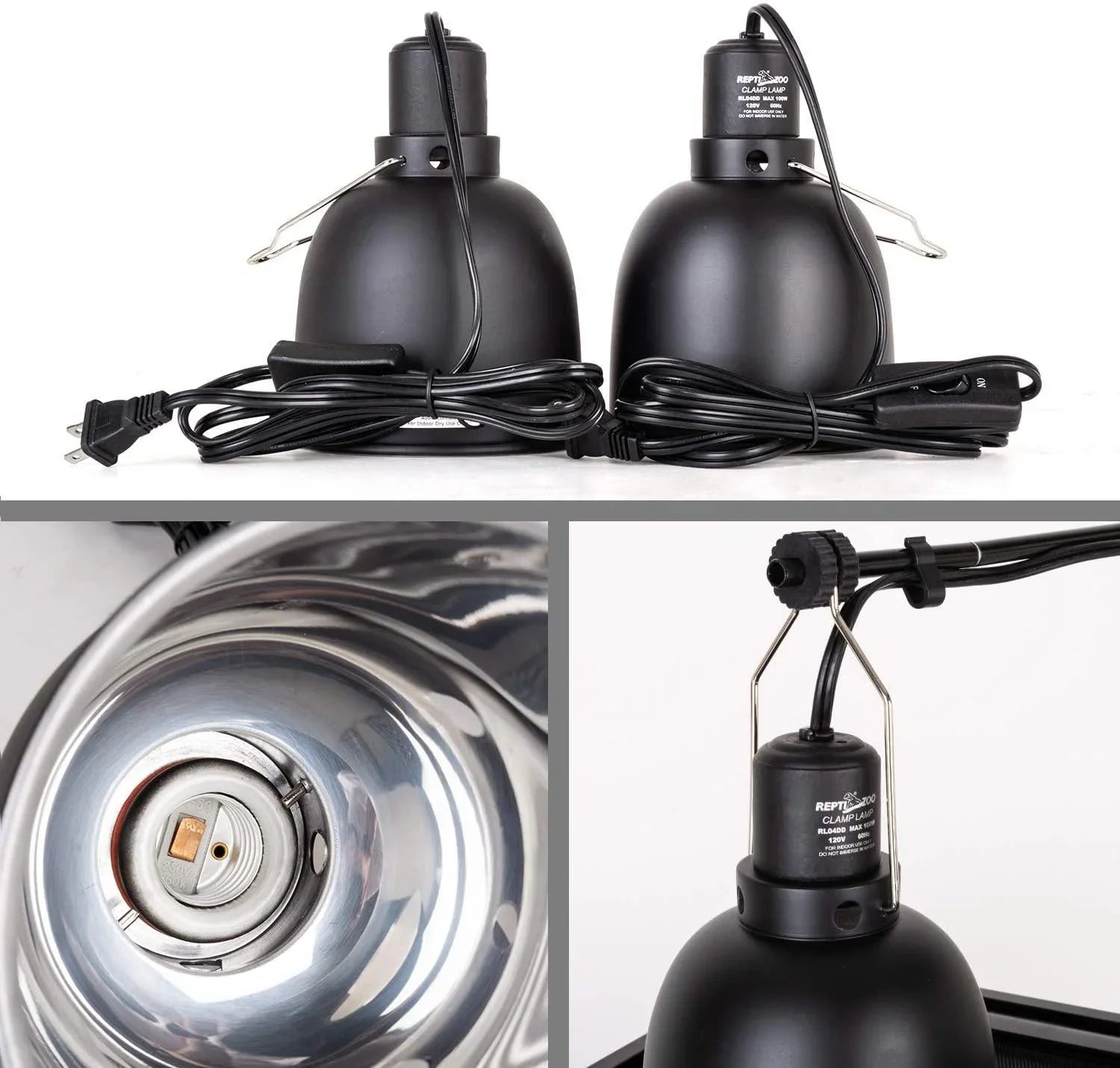 REPTI ZOO Reptile Light Fixture 2 Packs 5.5 Inch Deep Dome Lamp Cap Lamp Fixture Optical Reflection Cover for Reptile Glass Terrariums Secondary image