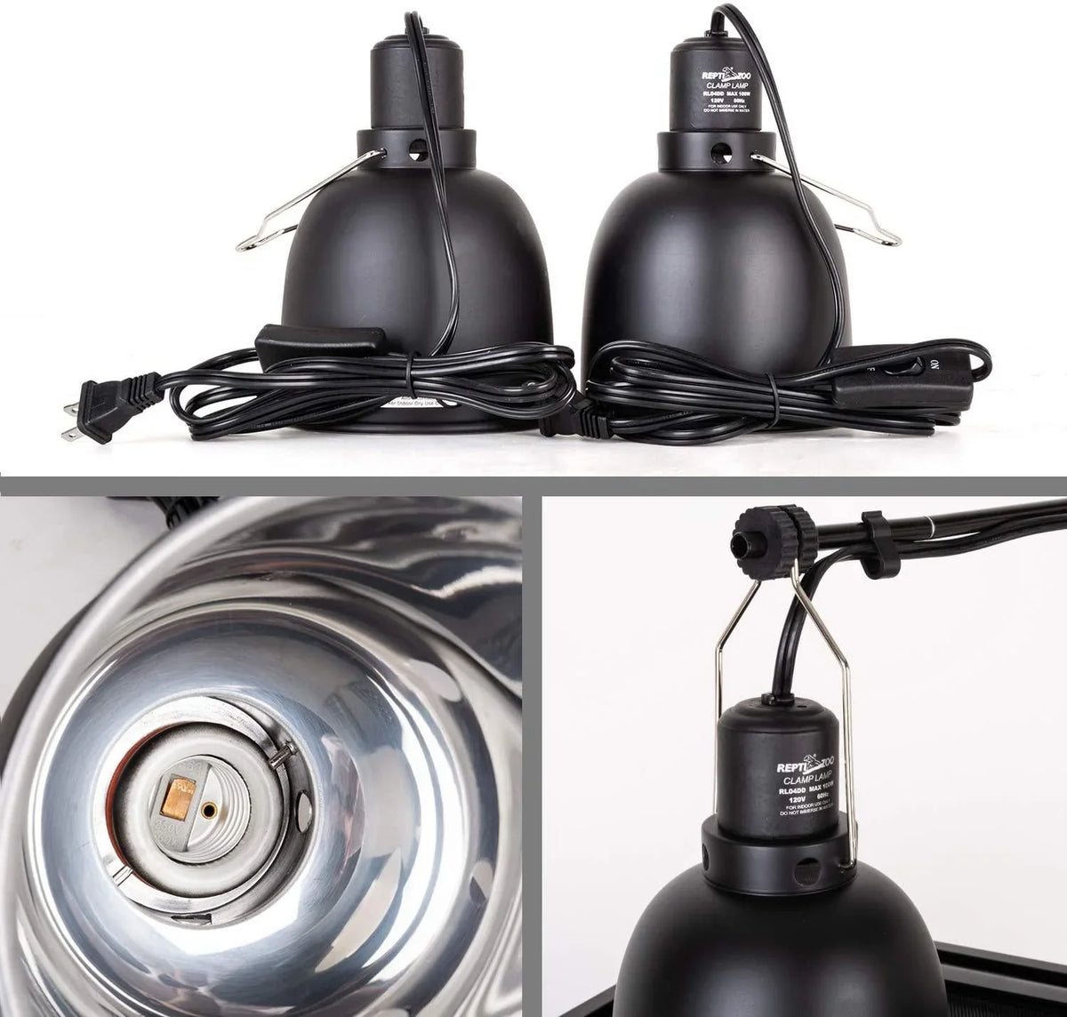 REPTI ZOO Reptile Light Fixture 2 Packs 5.5 Inch Deep Dome Lamp Cap Lamp Fixture Optical Reflection Cover for Reptile Glass Terrariums - REPTI ZOO