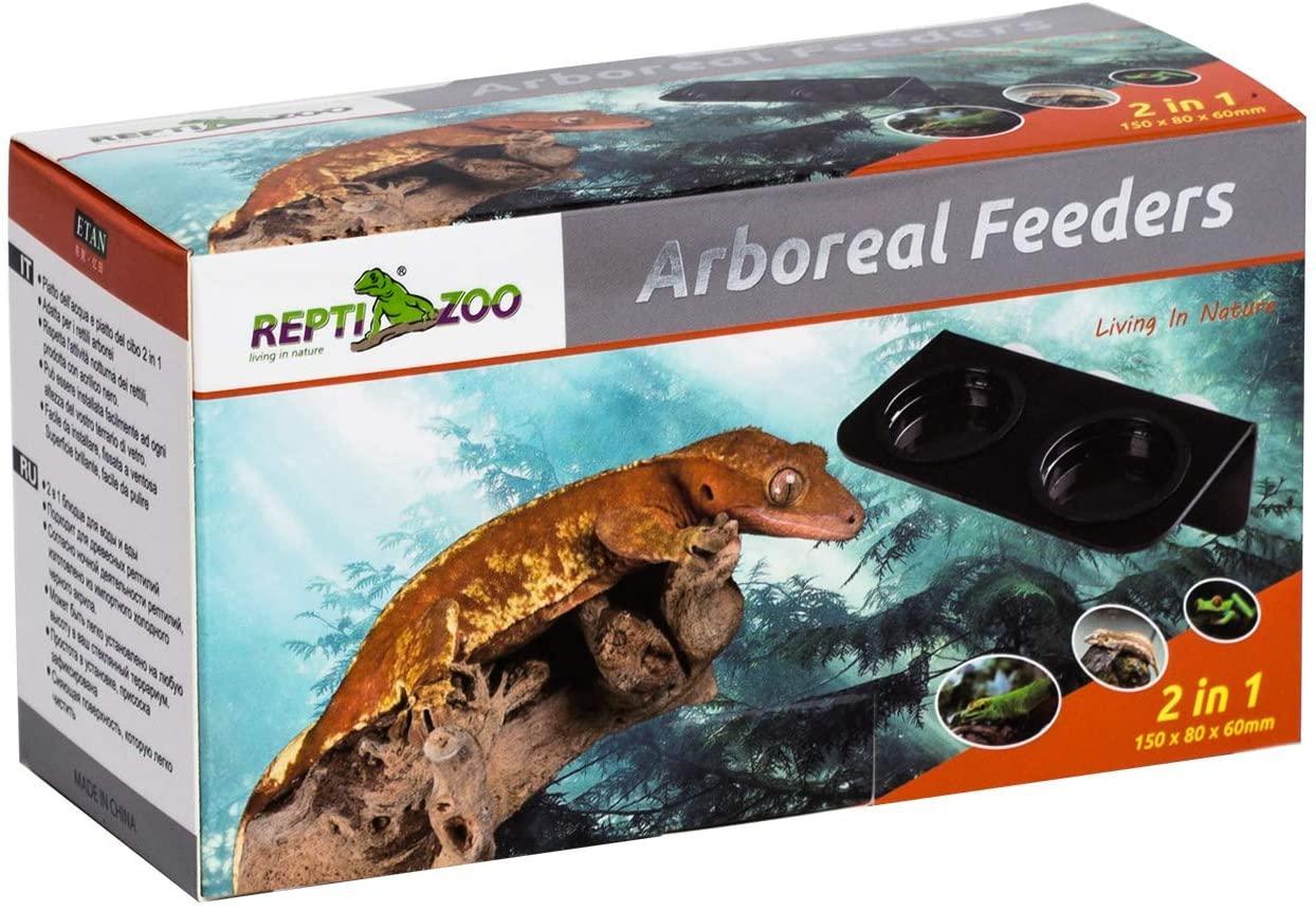 REPTI ZOO Reptile Water Bowl Double Grid Gecko Food Dish Feeder with 6 Pcs Cups Dish Bowls for Pet Food and Water Feeding - REPTI ZOO