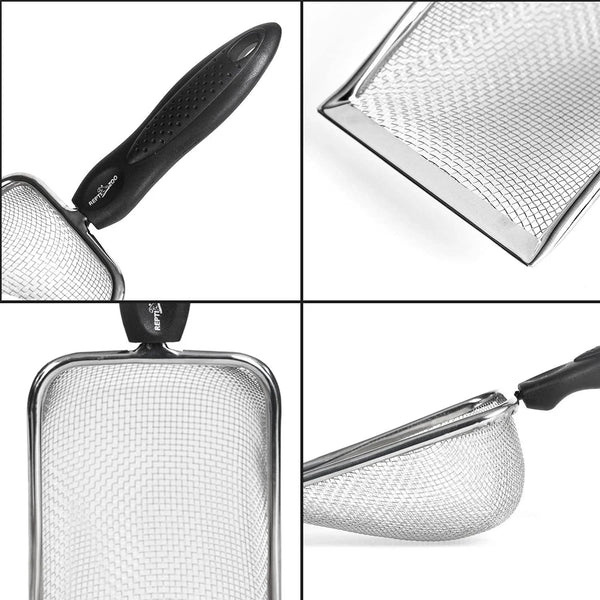 REPTI ZOO 2PCS Reptile Sand Fine Mesh Reptile Scooper Bearded Dragon Sand Shovel Terrarium Substrate Durable Litter Cleaner Corner Scoop Combo Set - REPTI ZOO