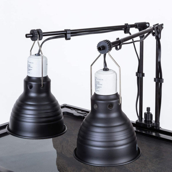 REPTI ZOO Reptile Dual Lamp Stand Lamp Hanger Holder Adjustable Metal Lamp Support for ReptileTerrarium Heating Reptile Light Fixtures - REPTI ZOO