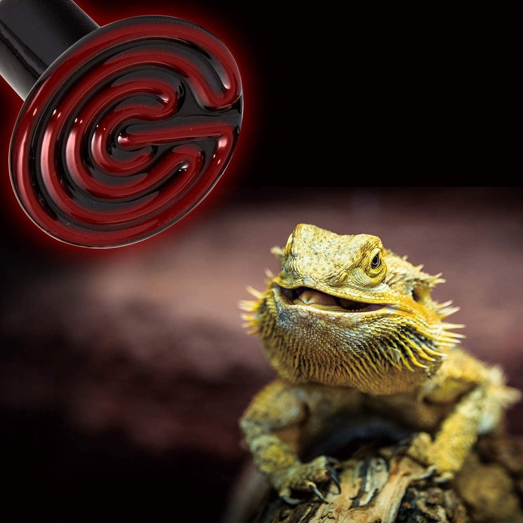 REPTI ZOO 100W Reptile Ceramic Heat Emitter Heating Bulb Black for Reptiles Pets Ceramic Infrared with No Light Emitted - REPTI ZOO