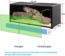 Full Tempered Glass 64 Gallon Reptile Terrarium 48