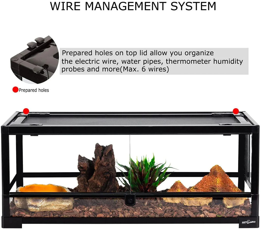 REPTI ZOO 18.7 Gallon 30" x 12"x 12" Front Opening reptile enclosures For Reptile Pets Bearded Dragon Gecko Lizard RK301212G - REPTI ZOO