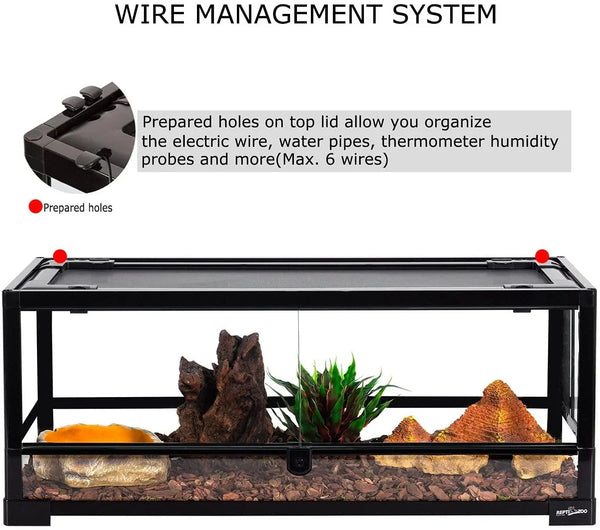 REPTI ZOO 18.7 Gallon 30" x 12"x 12" Front Opening reptile enclosures For Reptile Pets Bearded Dragon Gecko Lizard RK301212G - REPTI ZOO