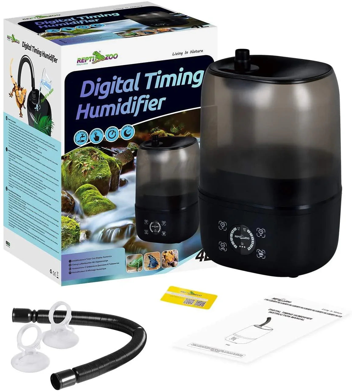 4L Reptile Fogger Mister for Reptile Terrariums， Humidifier Digital Tank Timing Terrarium Humidifier Smart Touch Screen Mister TF03 - REPTI ZOO Main image