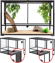 Load image into Gallery viewer, REPTI ZOO 67 Gallon 36&quot; x 18&quot; x 24&quot; Reptile Large Glass Terrarium 2 in 1 Side Meshes and Side Glasses Reptile Terrarium(Knock-Down) RK0120P - REPTI ZOO
