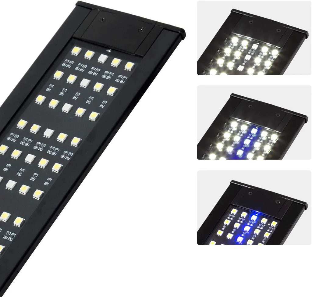 REPTI ZOO Reptile Aquarium Terrarium LED Light Ultra-thin Day and Night Light for Reptiles Aquarium Light, 3-Color Modes LED Light Hood 15W - REPTI ZOO