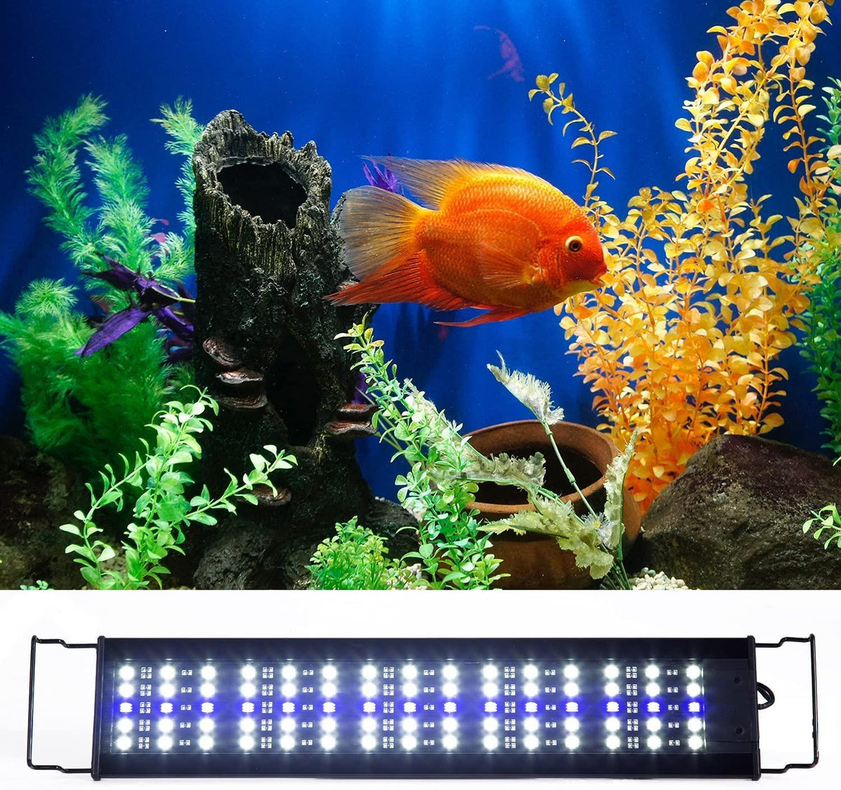 REPTI ZOO Reptile Aquarium Terrarium LED Light Ultra-thin Day and Night Light for Reptiles Aquarium Light, 3-Color Modes LED Light Hood 15W - REPTI ZOO