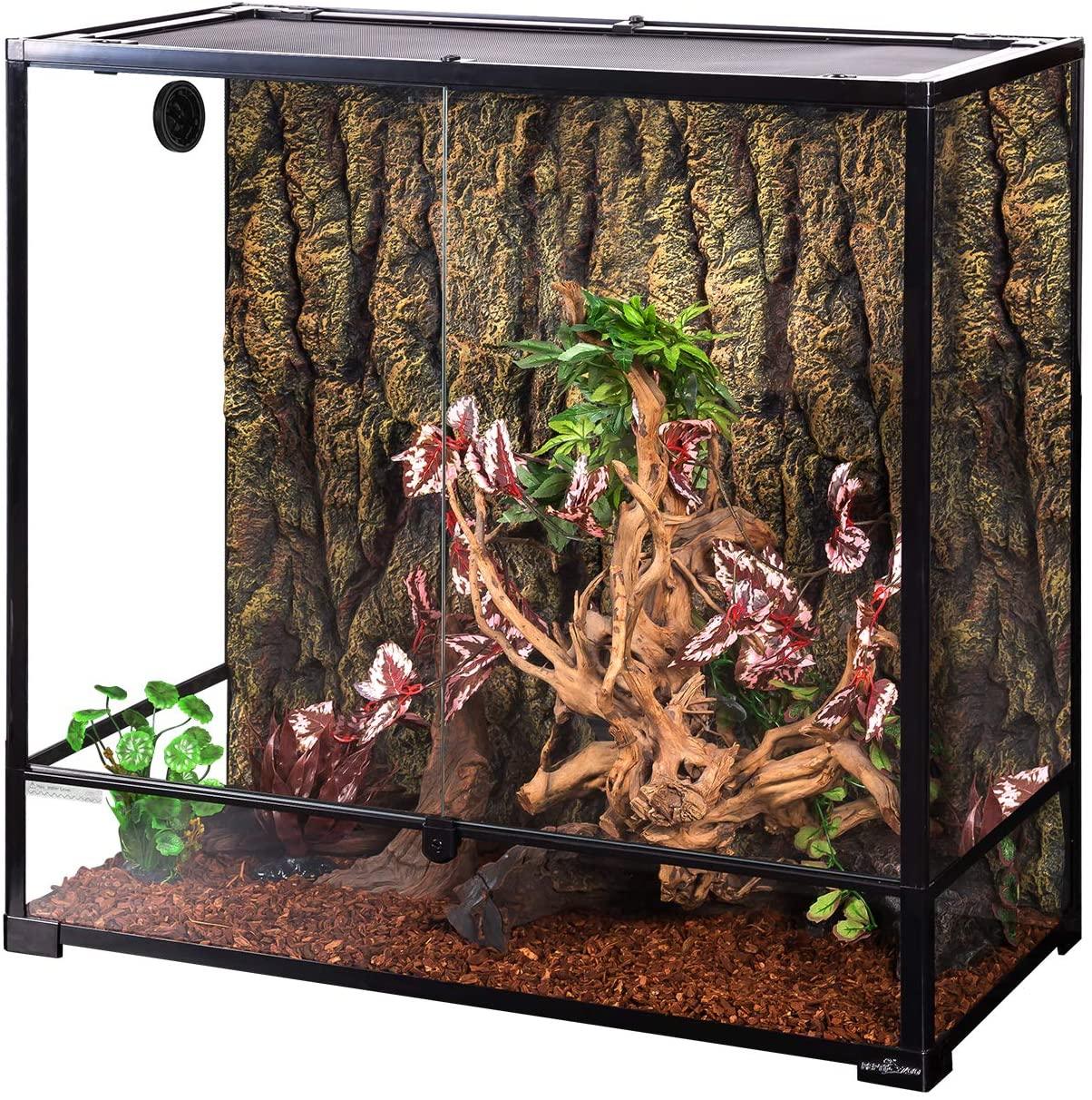 REPTIZOO RK0125 36x18x36 glass terrarium with naturalistic planted substrate setup