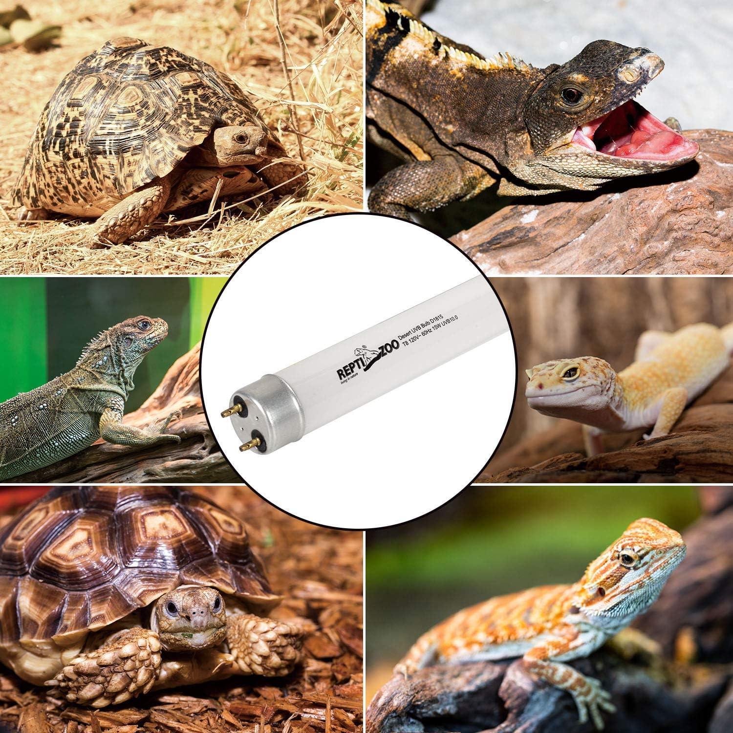 REPTI ZOO T8 Terrarium Reptile Fluorescent UVB T8 18 Inches 15W Compact Reptile Bulb Tropical Terrarium Lamp Tube - REPTI ZOO