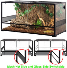 Load image into Gallery viewer, REPTIZOO 120 Gallon 48&quot; x 24&quot; x 24&quot; Large Glass Reptile Terrarium, Tall &amp; Wide Reptile Habitat Tank (Side Net Panel &amp; Glass Switchable) RK0239 - REPTI ZOO