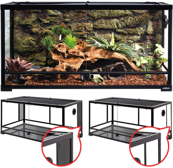 50 Gallon 36" x 18" x 18" Reptile Terrarium 2 in 1 Side Meshes Glasses and Side Full Glasses Double Hinge Door bearded dragon or snake tank RK0119P - REPTI ZOO