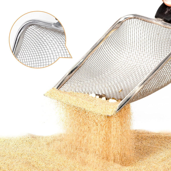REPTI ZOO 2PCS Reptile Sand Fine Mesh Reptile Scooper Bearded Dragon Sand Shovel Terrarium Substrate Durable Litter Cleaner Corner Scoop Combo Set - REPTI ZOO