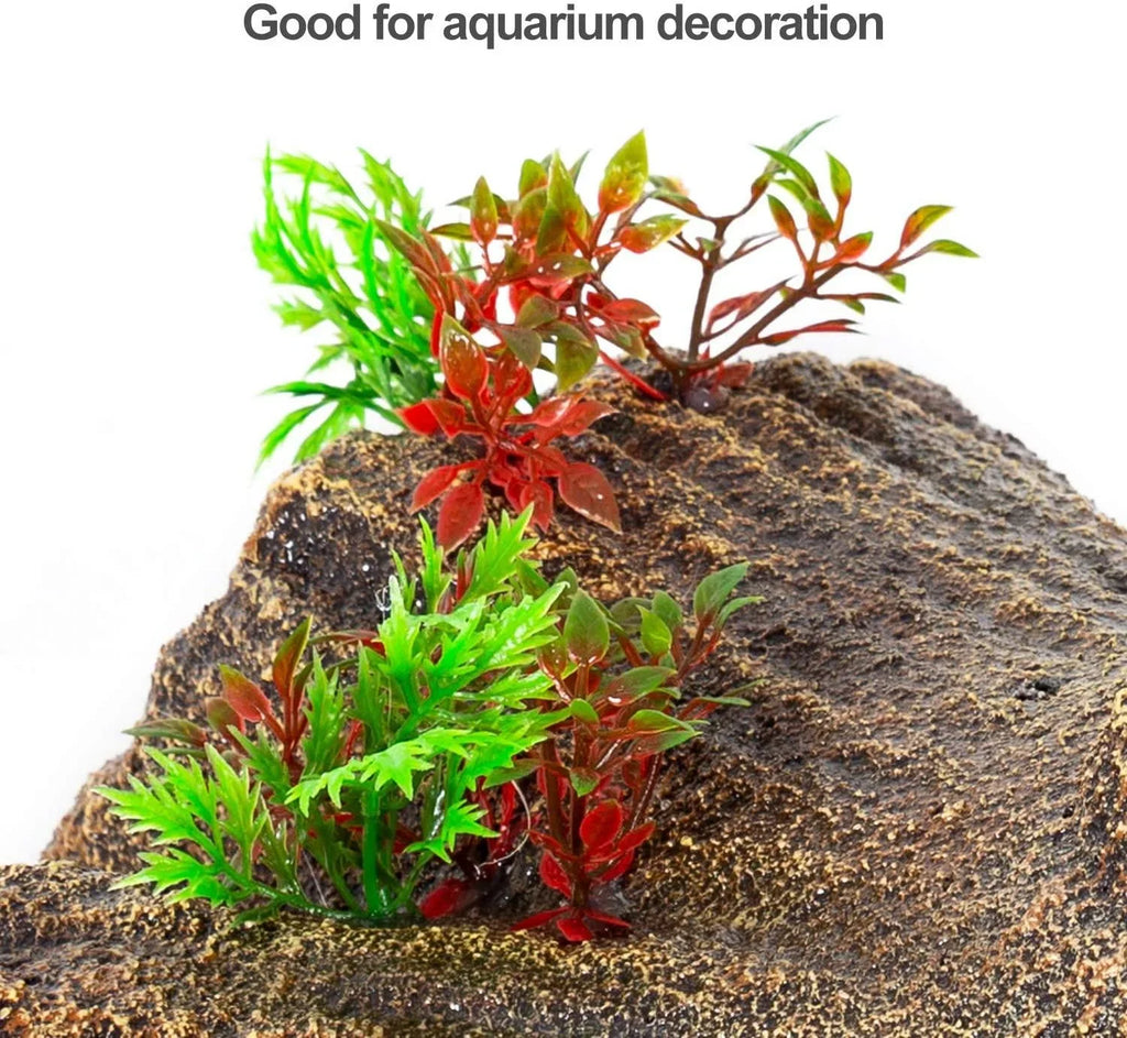 REPTI ZOO 2 in 1 Turtle Floating Bark, Artificial Turtle Floating Basking Platform Tortoise Climbing Platform with Food Dish and Plants (Medium) - REPTI ZOO