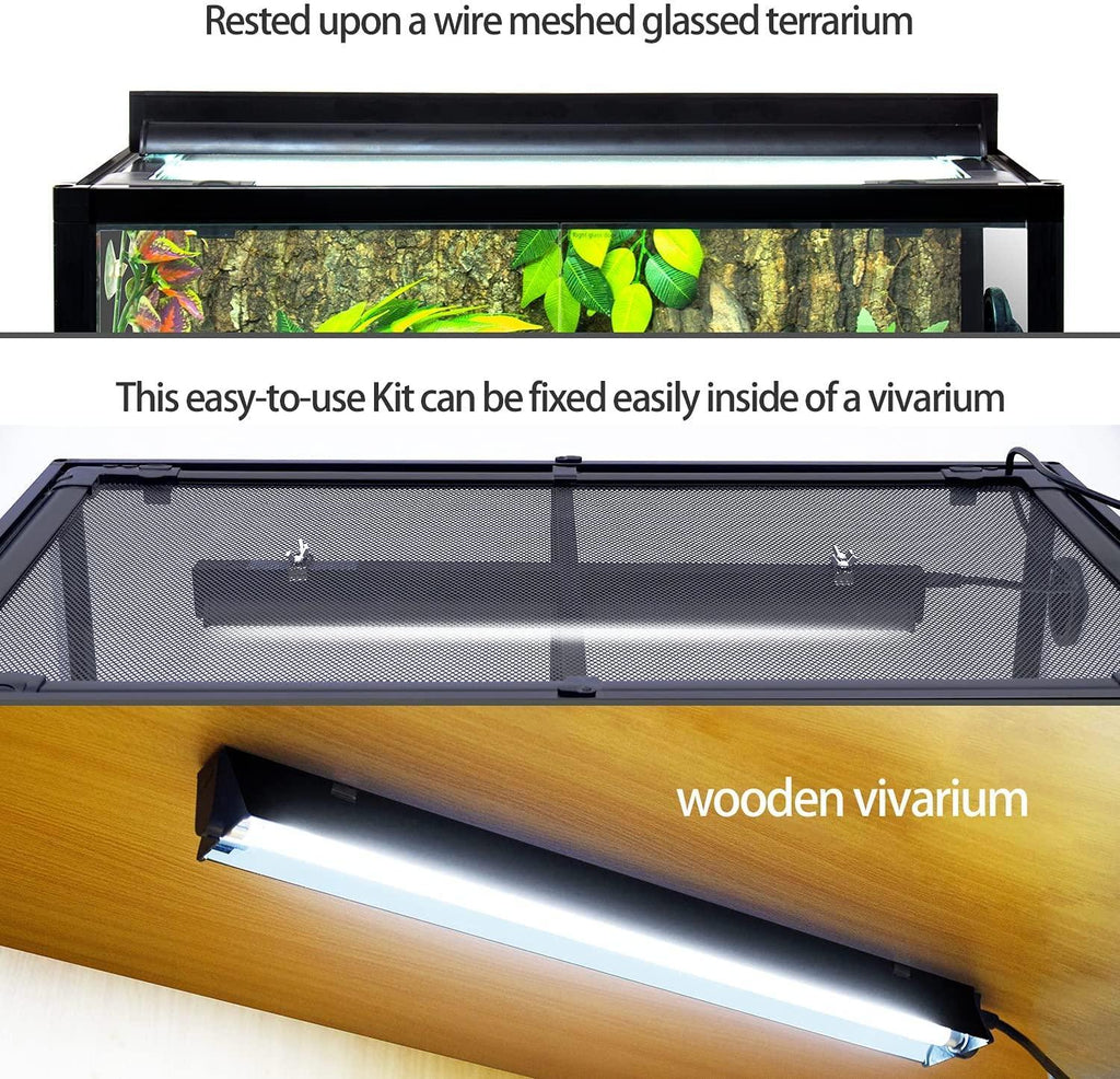 REPTI ZOO T5 HO UVB Lighting Combo Kit, Terrarium Hood Comes with Desert 10.0 UVB T5 Lamp - REPTI ZOO