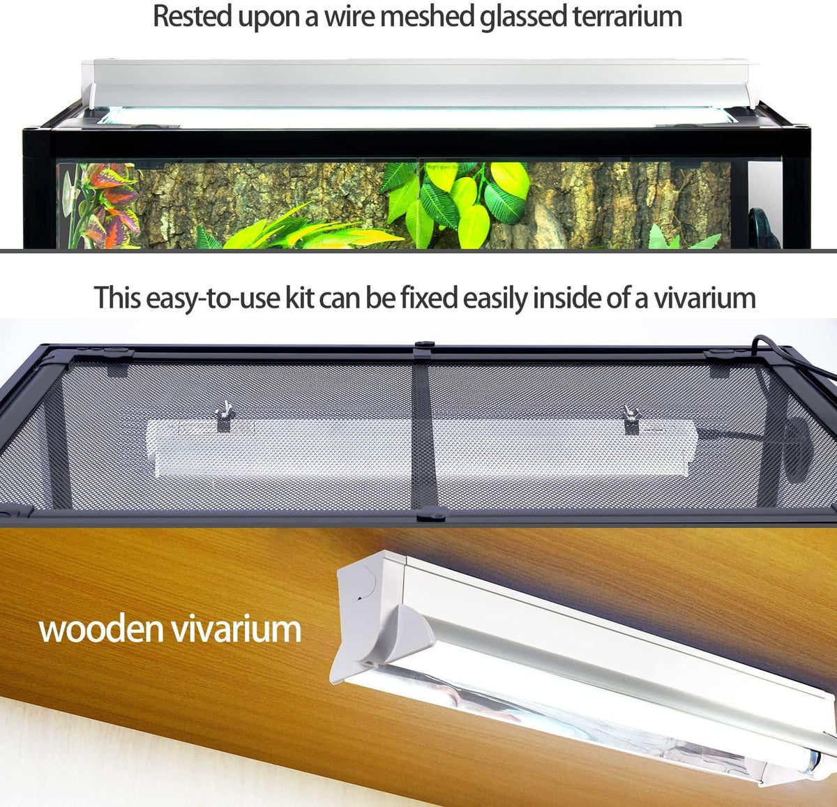 REPTI ZOO T5 HO UVB Lighting Combo Kit, Terrarium Hood Comes with Desert 10.0 UVB T5 Lamp - REPTI ZOO