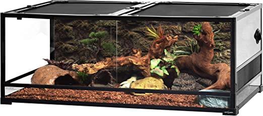 REPTI ZOO 90 Gallon 48" x 24" x 18" Reptile Habitat, Double Hinge Door with Screen Ventilation Reptile Terrarium (Knock-Down) RK0226 - REPTI ZOO Main image