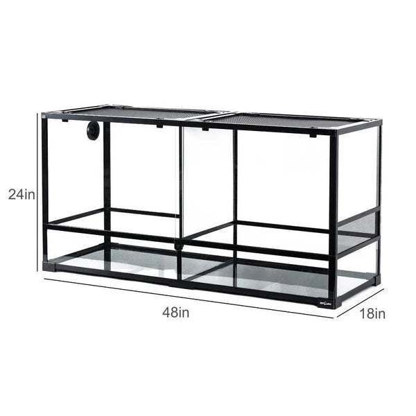 REPTI ZOO 90 Gallon 48*18*24 Glass Reptile Terrarium With Flexible Side Vent RK0223A - REPTI ZOO