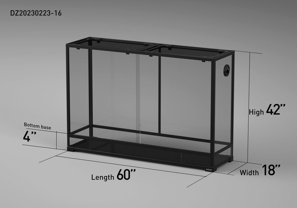 REPTI ZOO 60" x 18"x 42" Glass Reptile Terrarium with Sliding Door Reptile Habitat Tank (customed reptile cage) - REPTI ZOO