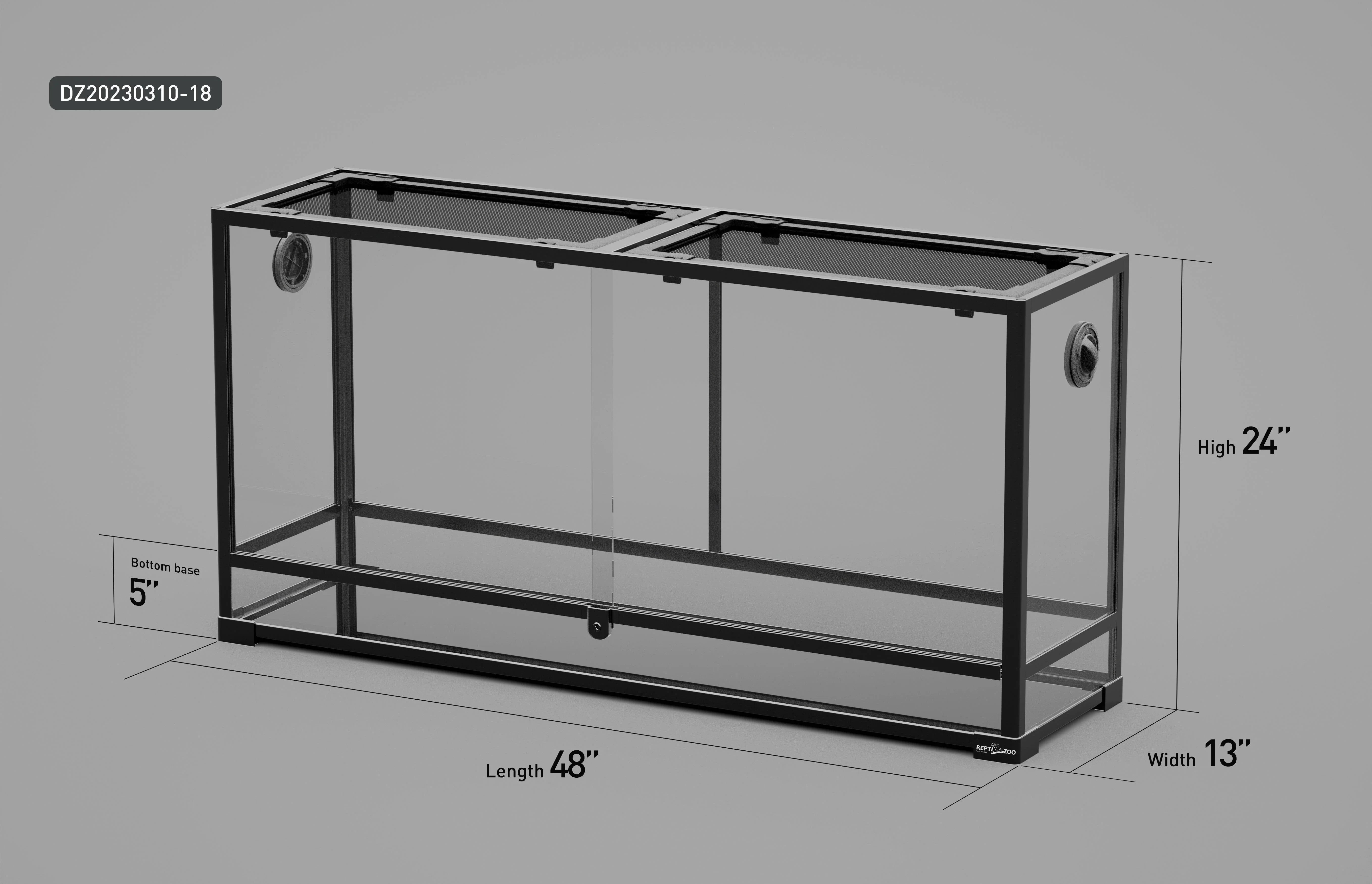 REPTI ZOO 48" x 13"x 24" Glass Reptile Terrarium with Sliding Door Reptile Habitat Tank (customed reptile cage) - REPTI ZOO Main image